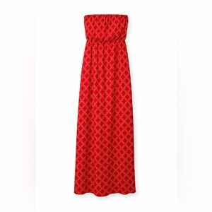 Vintage Lucky Brand‎ Red Boho Maxi Dress Strapless Festival Goddess- Small
